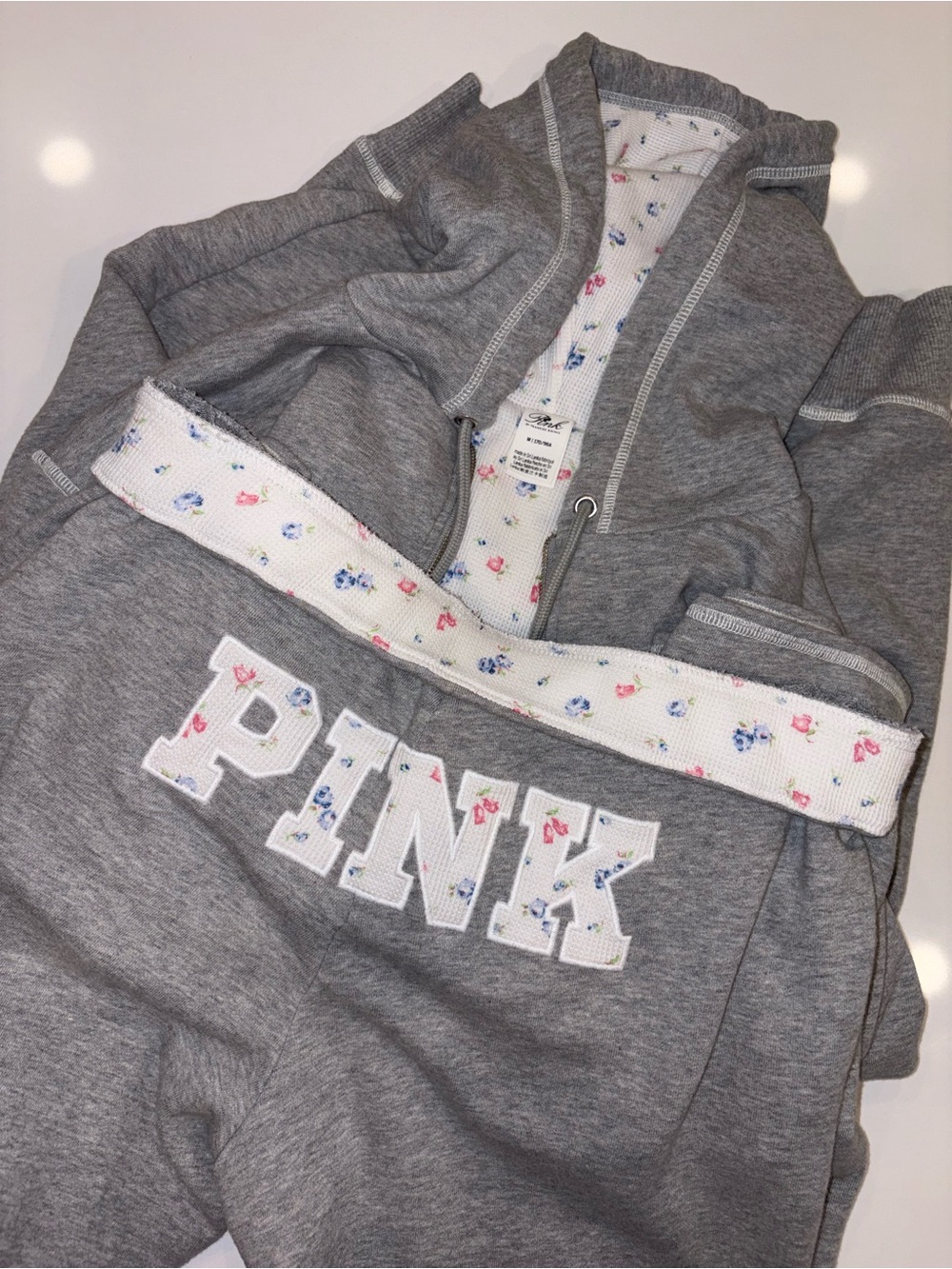 Pink by Frankies Bikinis Matching Gray Sweat set